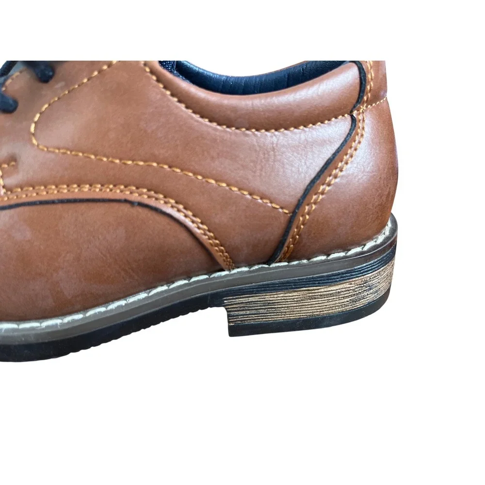 Hawkwell Kids Brown‎ Faux Leather Dress Shoes Lace Up Size 11 Formal NWT